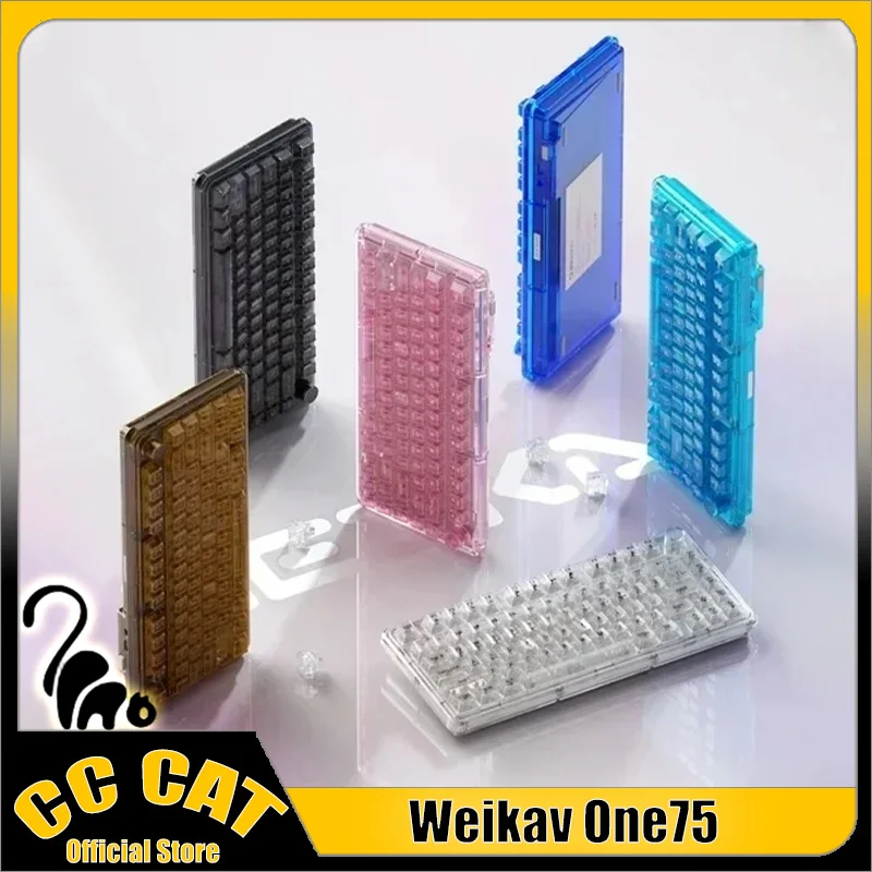 

Weikav One75 Mechanical Keyboard Three-Mode Custom Knob 75% Rgb Transparent Keyboard Custom Wireless Keyboard Boy Brithday Gifts