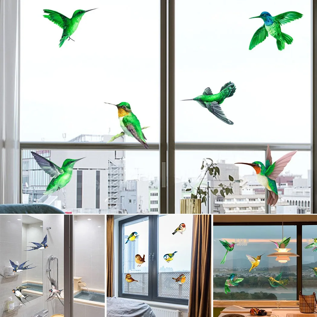 6Pc/Set Bird Anti-collision Warning Stickers Electrostatic Glass Film Bird Sticker PVC Film Window Film Home Glass Decorative