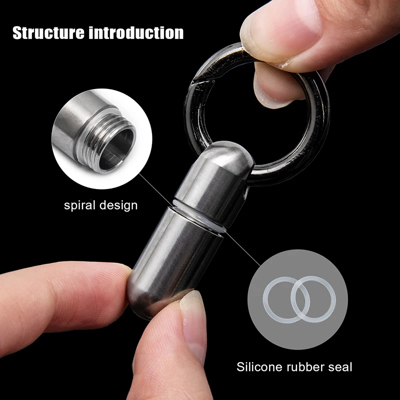 Portable Sealed Medicine Bottle Waterproof Canister Medicine Bottle Outdoor Mini Titanium Alloy First Aid Pill Case Keychain