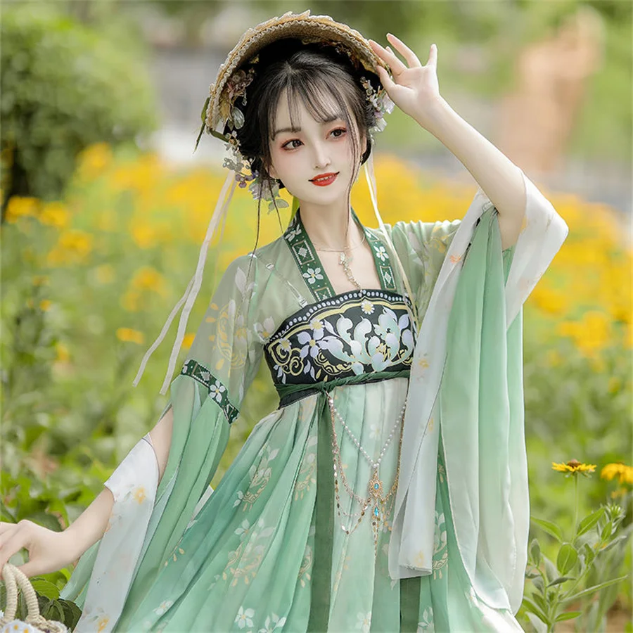 Hanfu Dress Women Chinese Ancient Traditional Hanfu Carnival Princess Cosplay Costume Stage Hanfu green&pink Dance Dress