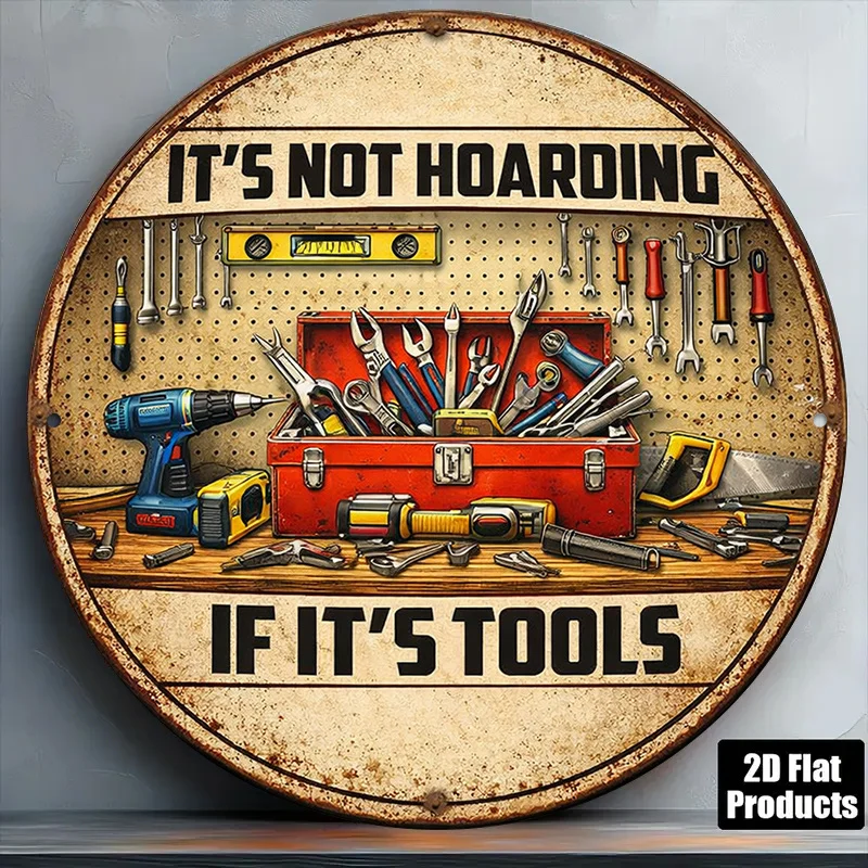 Panneau en bois circulaire plat 2D, 1 pièce, panneau en bois rétro associé à la collection d'outils zyc