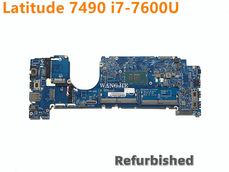 

Refurbished Board For Dell Latitude 7490 Motherboard 0GCWYH CN-0GCWYH GCWYH i7-7600U CPU In-Built DAZ40 LA-F322P 100% Working