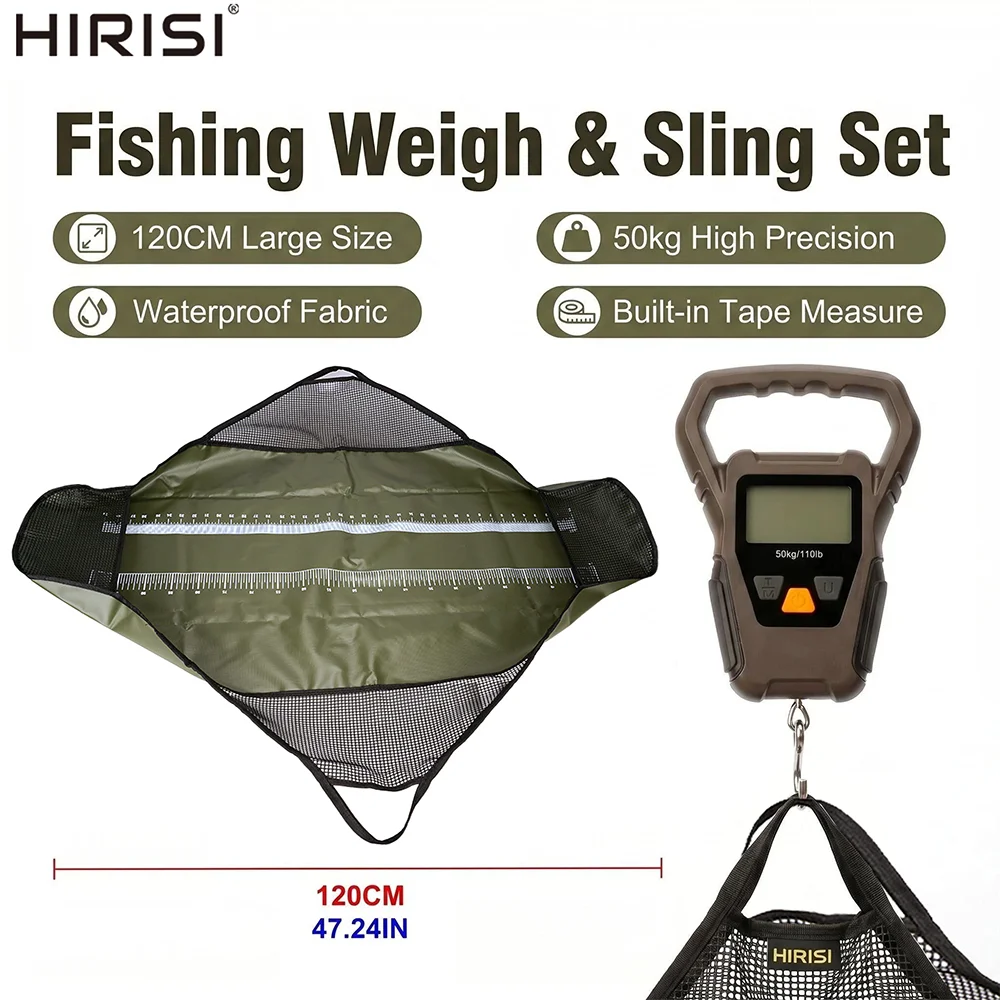 hirisi-50kg-lcd-digital-fishing-scale-with-ruler-weigh-sling-bag-anti-slip-portable-unhooking-landing-mat-fishing-weighing-set