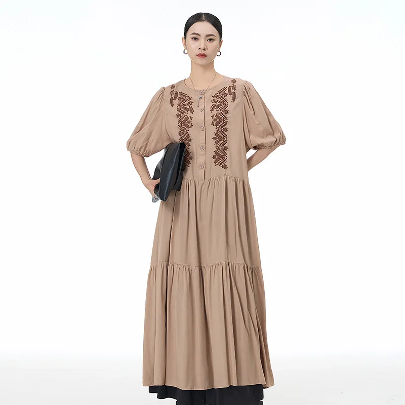 

2025 Summer New Long Sleeved Cake Skirt Plus Size Women's Loose And Slimming Dress