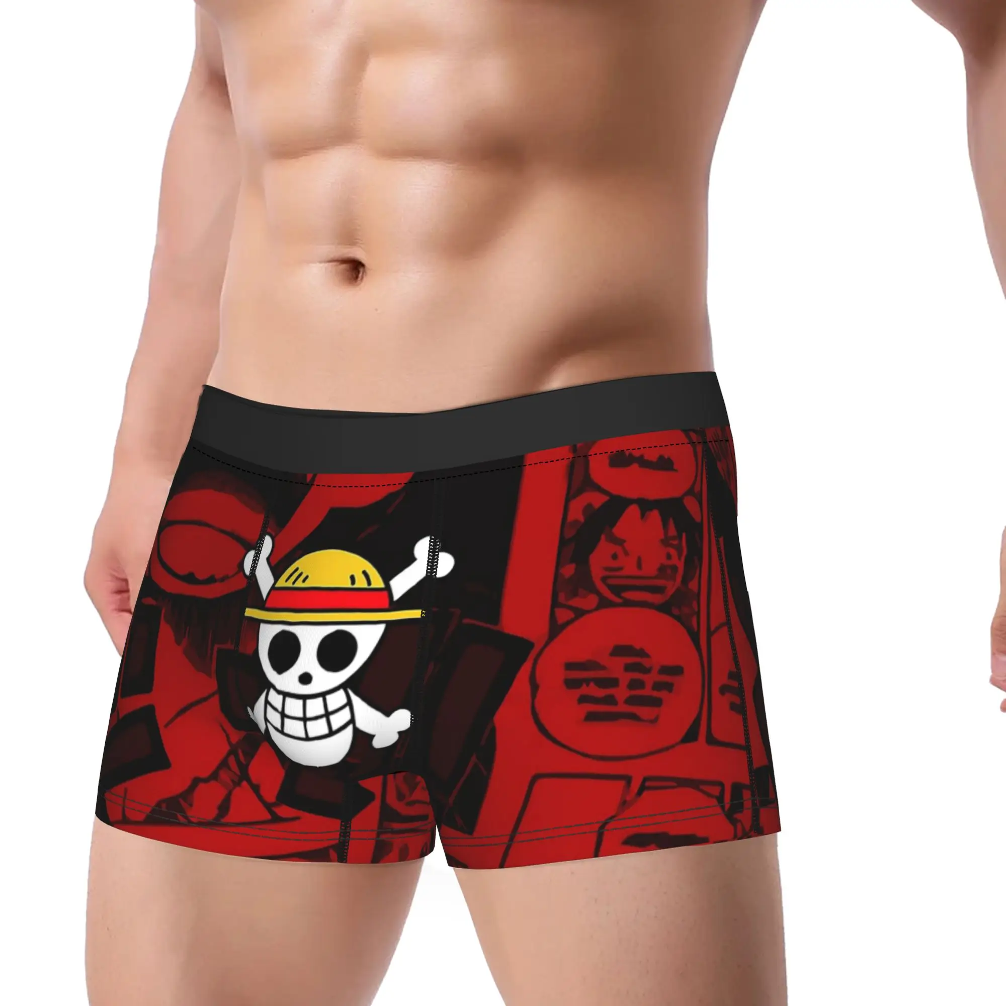 One Piece Pirate Flag Men's Underwear  Boxer Briefs Shorts Panties Funny Soft Underpants for Male Plus Size