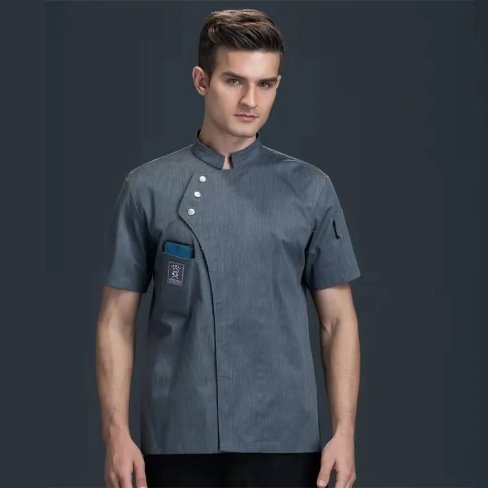 2025 Short-Sleeve Chef Uniforms for Men & Women - Hotel Restaurant Bakery Workwear with Breathable Design