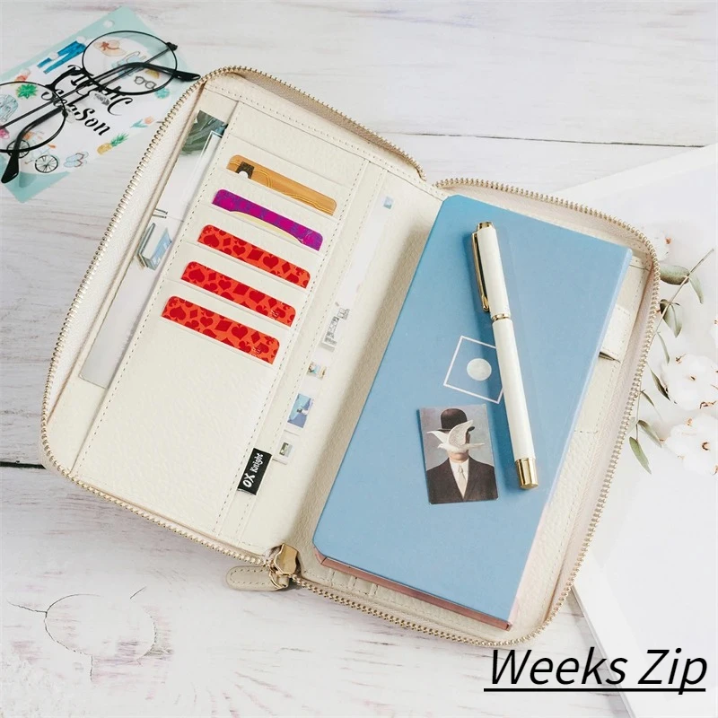 ox-knight-weeks-zip-cover-genuine-leather-journals-notebooks-pebbled-grain-cowhide-for-planner-vintage-notepad-diary-stationery