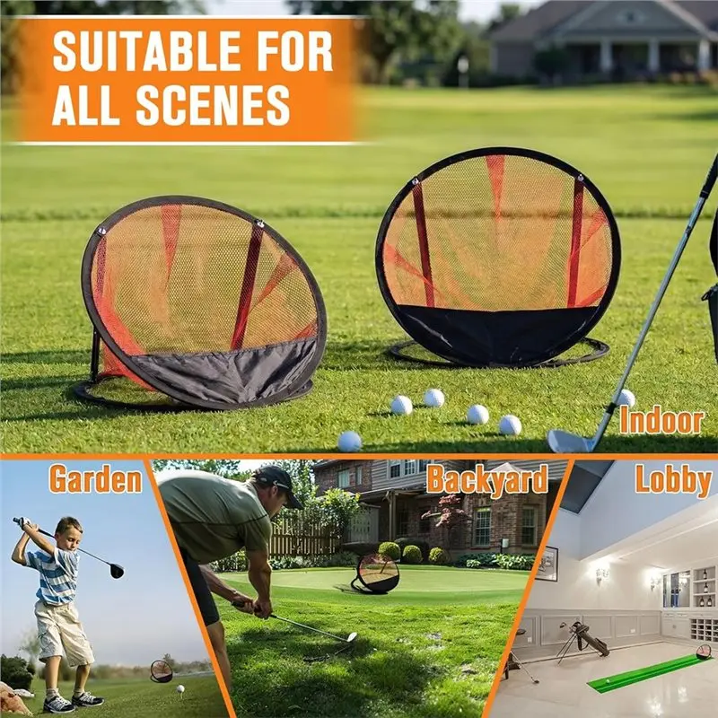 HOES-Golf For Backyard& Indoor Training Portable Practice Net Set Chipping Net Collapsible Design