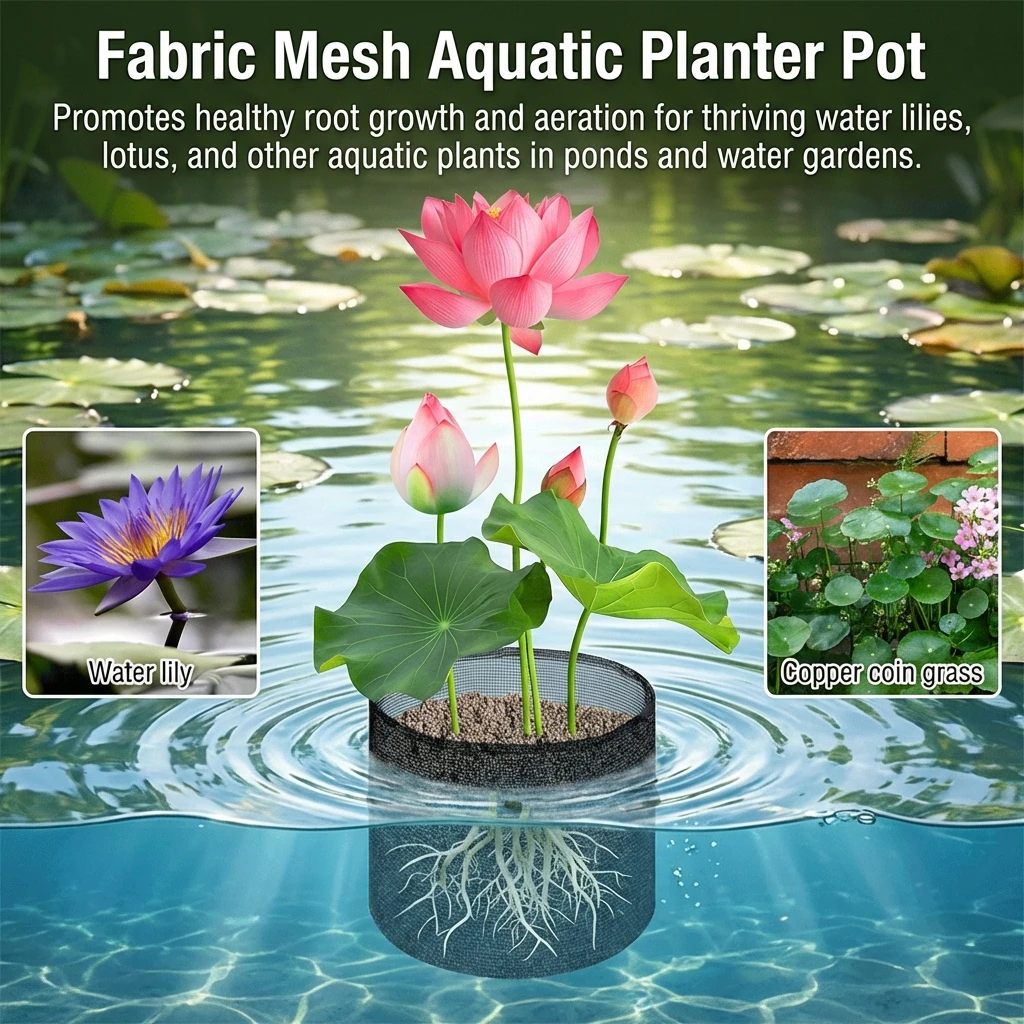 Professional Aquatic Plant Grow Bags Mesh Planting Pots for Pond Garden Reusable PVC Hydroponic Planters Durable 4Pcs Set