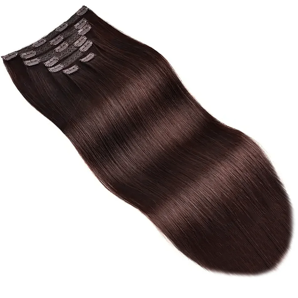 100%本物の人毛ナチュラルストレート未加工ベトナム人毛クリップインウェフトヘアピースカラーセンウィービング人毛ブレイズ