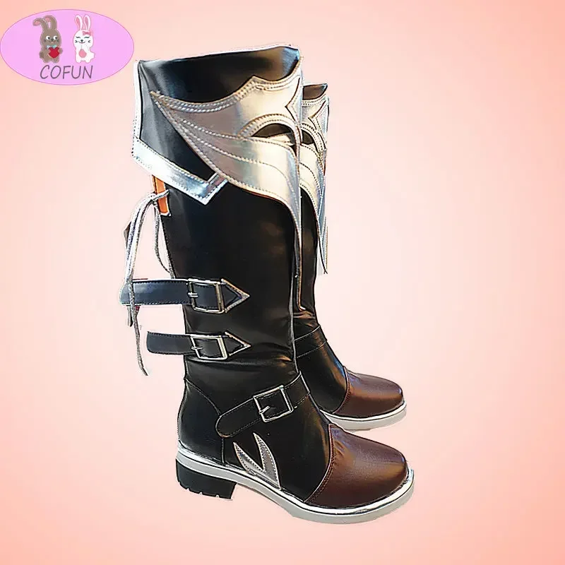 

COFUN Diluc Shoes Dark Red Hot Game Genshin Impact New Skin The Whole Night Cosplay Leather Boots Unisex Role Play Halloween