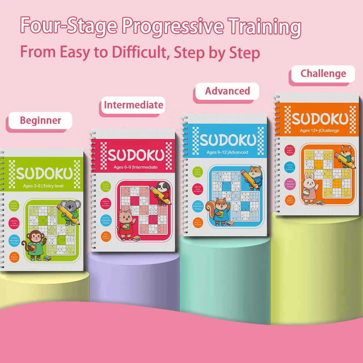 Fun Sudoku activity book, number reasoning and logic training, brain games workbook, boost focus and thinking skills