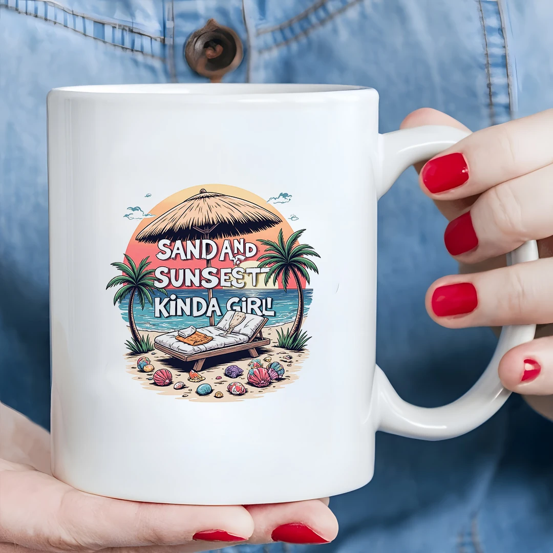 

11oz Beach Sunset Mug + Tropical Style Cup + Kids Drink Cup + Christmas Gift + Family Office Cup