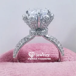 CC Wedding Jewelry Ring for Women Silver Color Created Diamant Bridal Accessories Engagement Party Anel CC1683