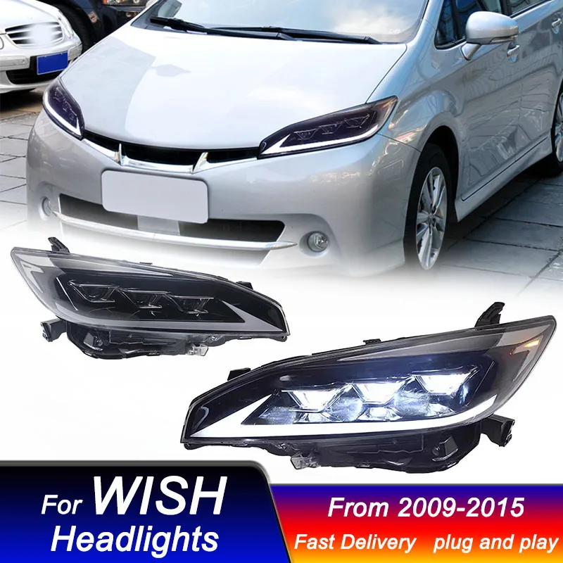 Car LED Headlights For Toyota WISH 2009-2015 lexus style full LED Head Lamp Upgrade DRL Dynamic Signal Lamp Front light Assembly