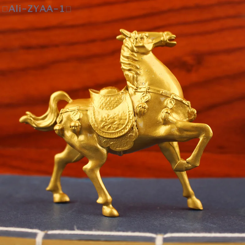 【ZYAA-1】2026 سنة تمثال حصان زودياك معدني ذهبي نموذج حصان محاكاة زخرفة الحصان ديكور المنزل والمكتب وسطح المكتب #4