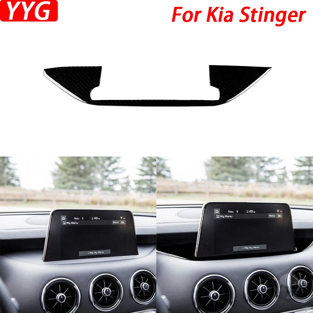 Para kia stinger 2019-2023 acessórios do carro piano preto 8 polegadas lcd quadro de navegação base painel capa interior adesivo modificação