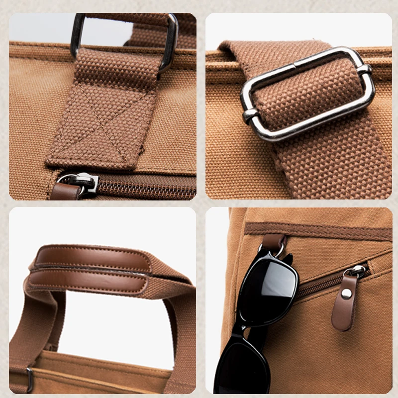 Canvas Shoulder Bag for Men Vintage Messenger Bag Retro 14 inch Laptop Briefcase High Quality Handbag