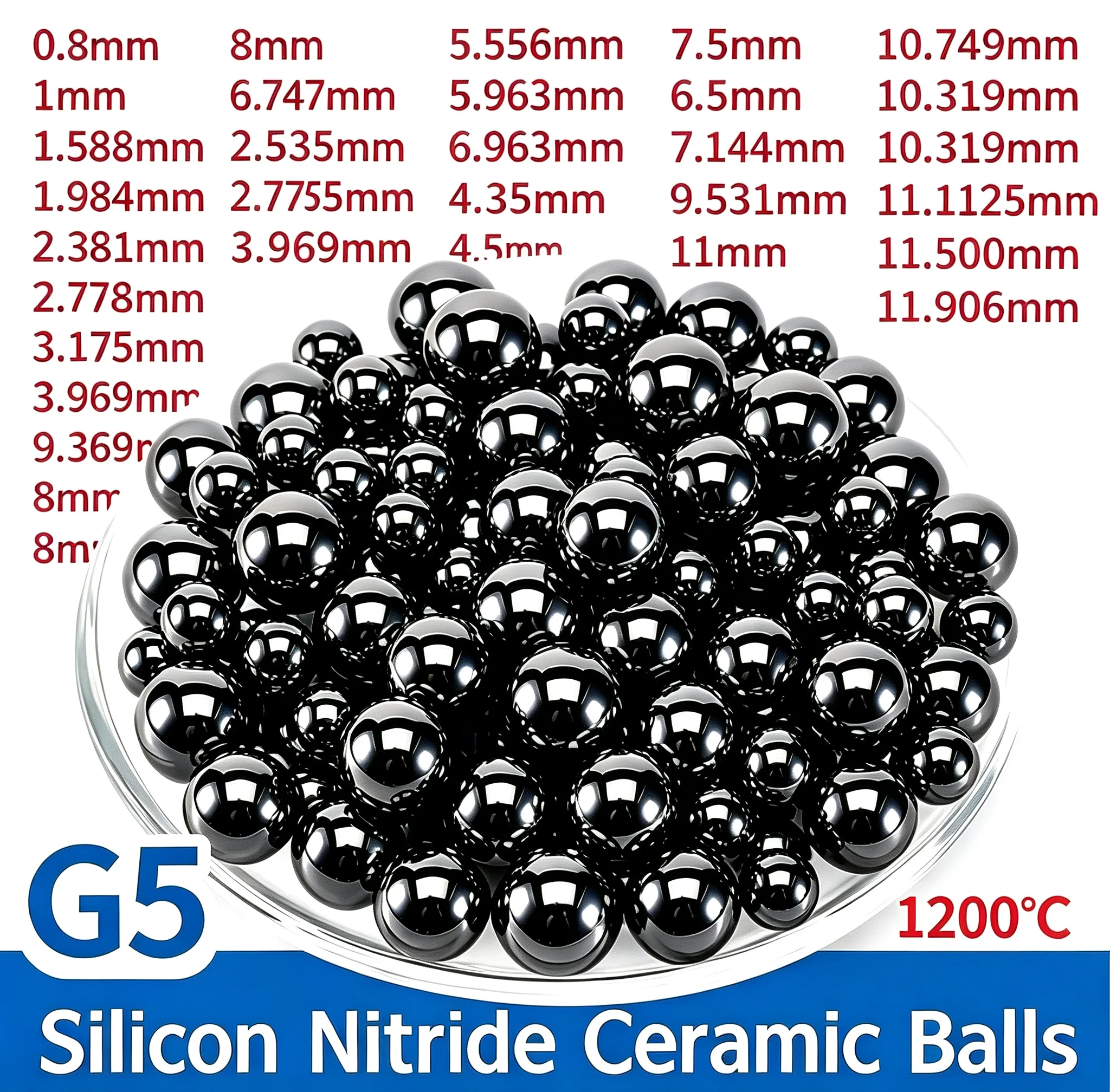 10pcs Silicon Nitride Si3N4 Ceramic Bearing Balls G5 Dia 0.8/1/1.2/1.5/1.588/2/2.381/2.5/2.778/3/3.175/3.5/4/4.5/5-11.906mm