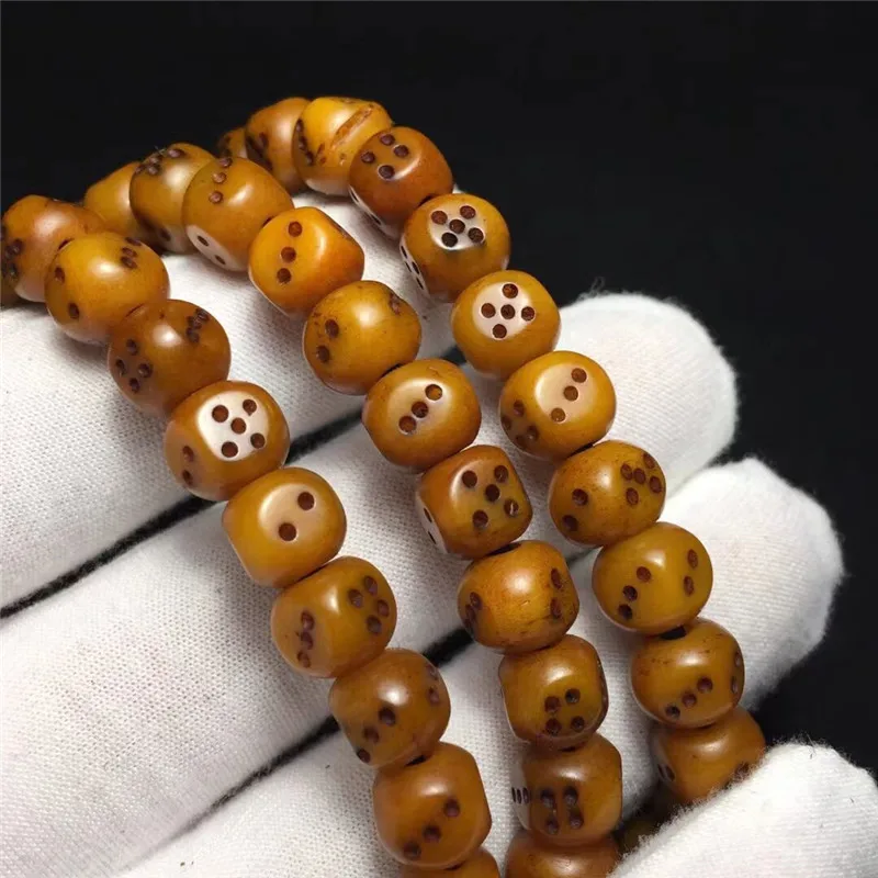 

108PCS/LOT Bone Carving Dice Bead Tibetan Ethnic Style Prayer Beads Natural Stone Materials Free Shipping