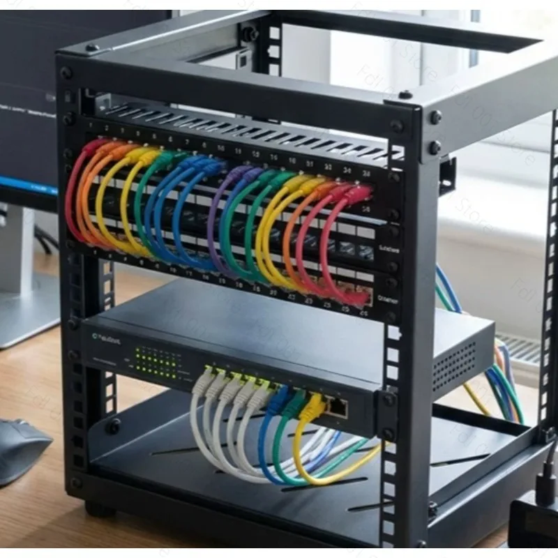 Open 10 inch Desktop Cabinet Natural Unprocessed NAS Router Storage Cabinet for Network Switch Network Device