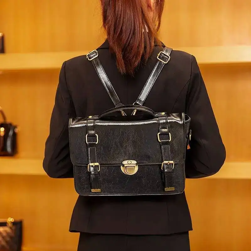 Bloom Vintage Black Y2k Messenger Bag Women 2025 New PU Leather Solid Crossbody Bags Ladies Retro Haruku JK Handbags Female