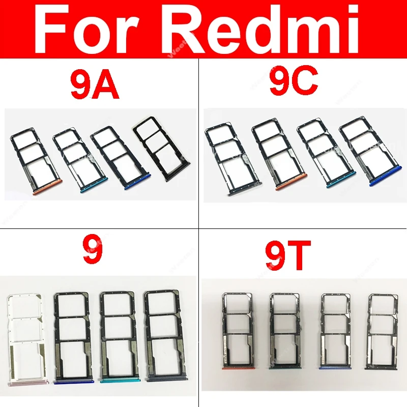 Sim Card Tray For Xiaomi Redmi 9 9A 9C 9T SIM Card Slot Sim Card Reader Holder For Redmi RedRice 9 9a 9c 9t Replacement Parts