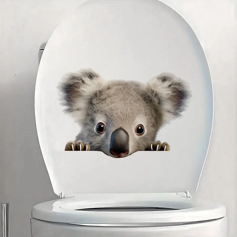 

90970# Cute Koala, Peeking Out with Big Eyes Toilet Stickers, Bright Wall for Home, Cabinet, Door,Decoration, Vinyl Car Decals
