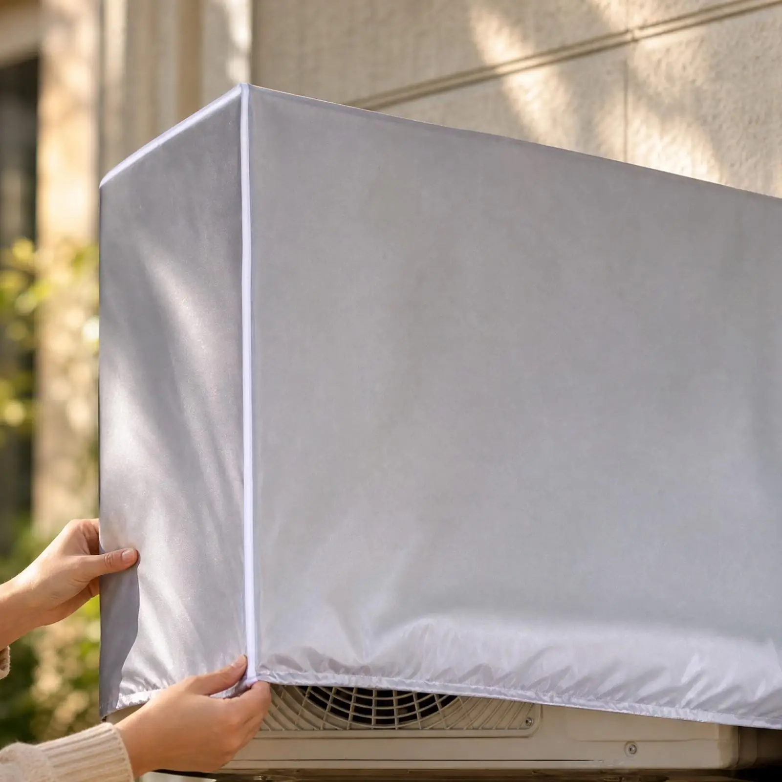 Universal Air Conditioner Cover Outdoor Five Sided AC Condenser Protector Polyester Oxford Cloth with Elastic Bottom