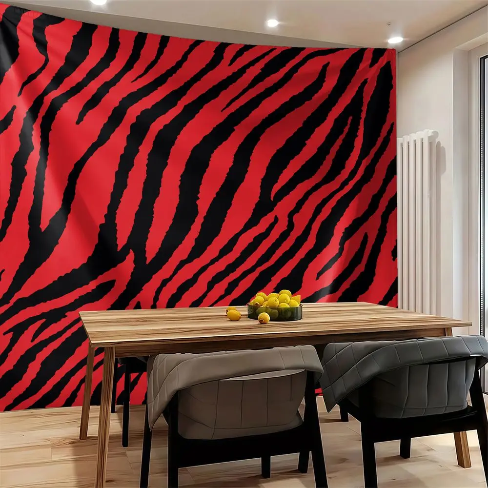Black Zebra Print Tapestry Wall Hanging Digital Printed Modern Animal Skin Tapestries Backdrop Decor for Bedroom