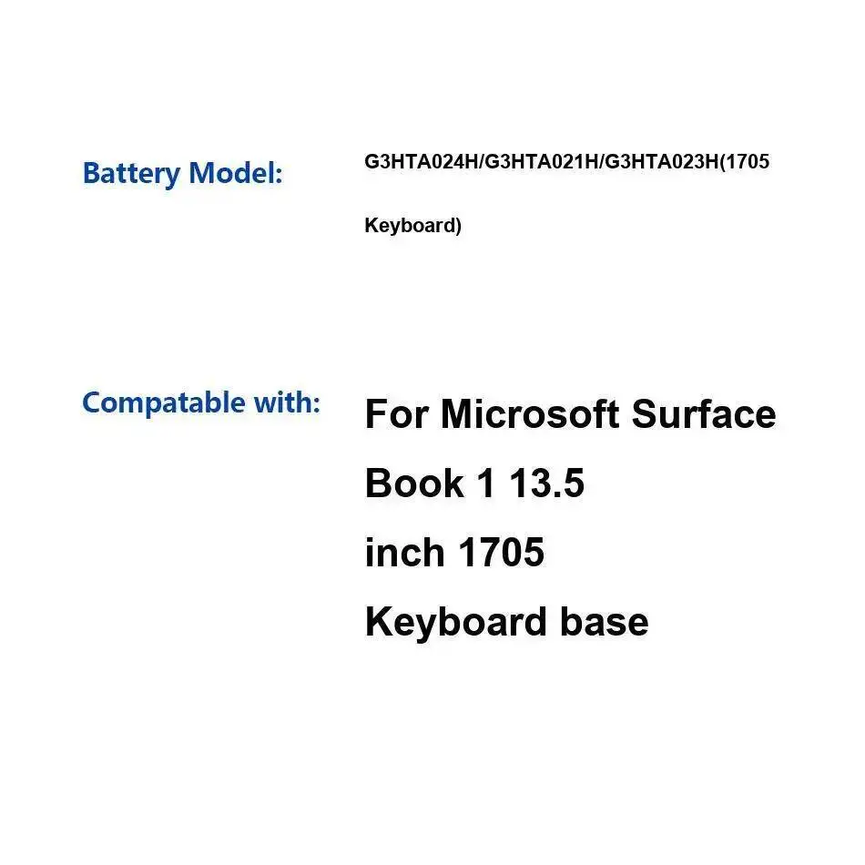 

6800Mah For Microsoft Surface Book 1 13.5 Inch 1705 Keyboard G3HTA024H G3HTA021H G3HTA023H Tablet Battery High-Capacity