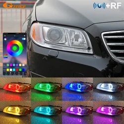 For Volvo S80 V70 XC70 Xenon Headlight BT App RF Remote Control Multi-Color Ultra Bright RGB LED Angel Eyes Kit Halo Rings