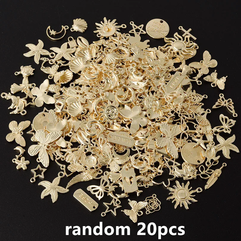 10/20/30/50/100 Stück/Lot Vintage Metallanhänger Sonne Mond Stern Meerestier Muschel Blume Anhänger/Charms für Schmuckherstellung Zubehör Großhandel