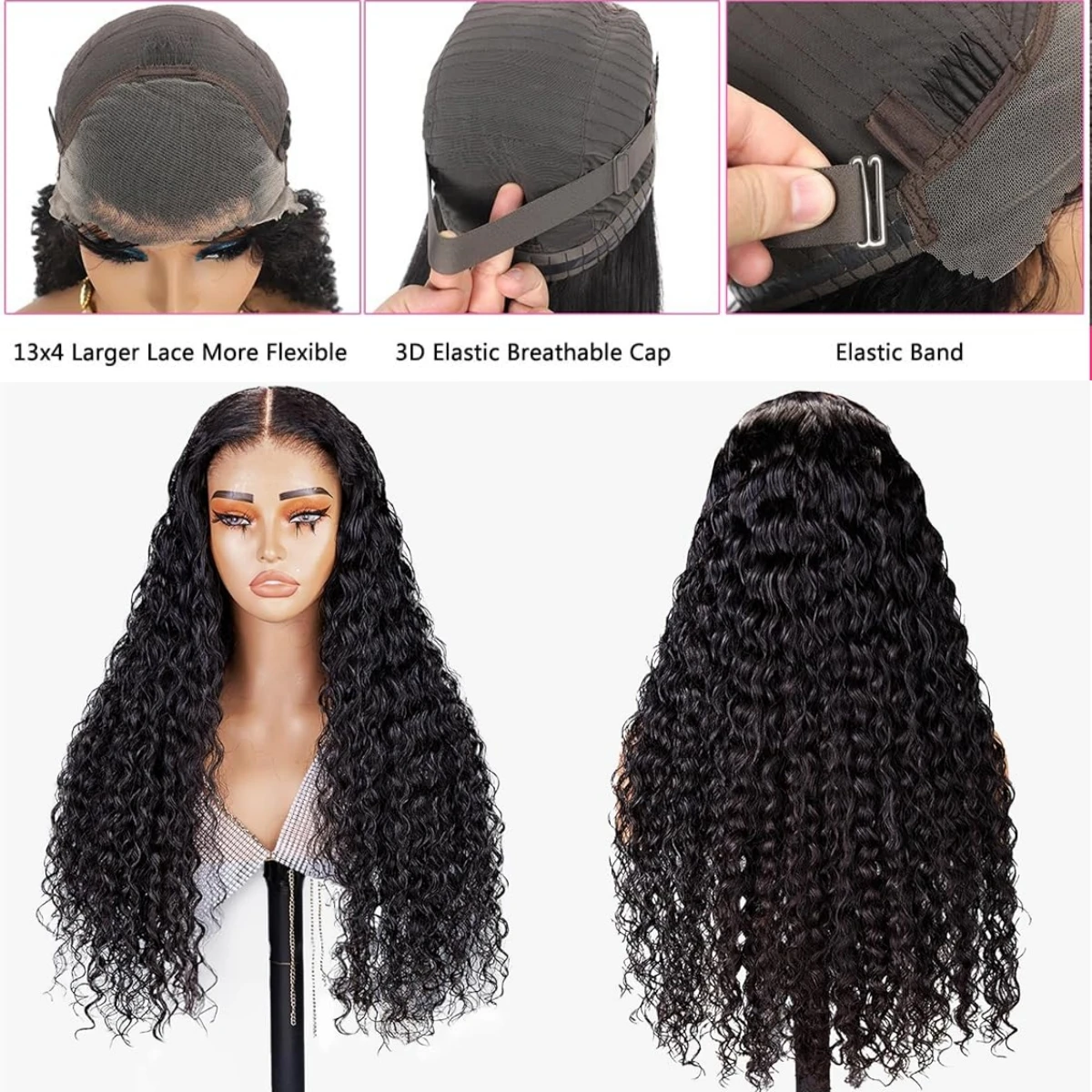 Ready To Wear And Go Glueless Wig Deep Wave Glueless Wigs Human Hair Pre Plucked Deep Curly Pre Cut 13x4 HD Lace Frontal Wig