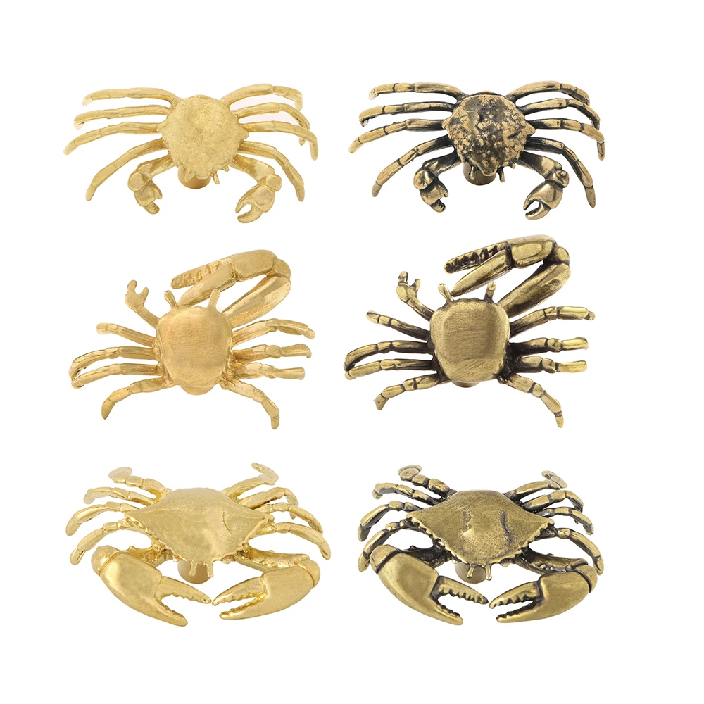 Vintage Solid Brass Crabs Door Knob – Elegant Ribbon Style Single Hole Drawer Pull for Dressers, Cabinets, Jewelry Boxes & DIY