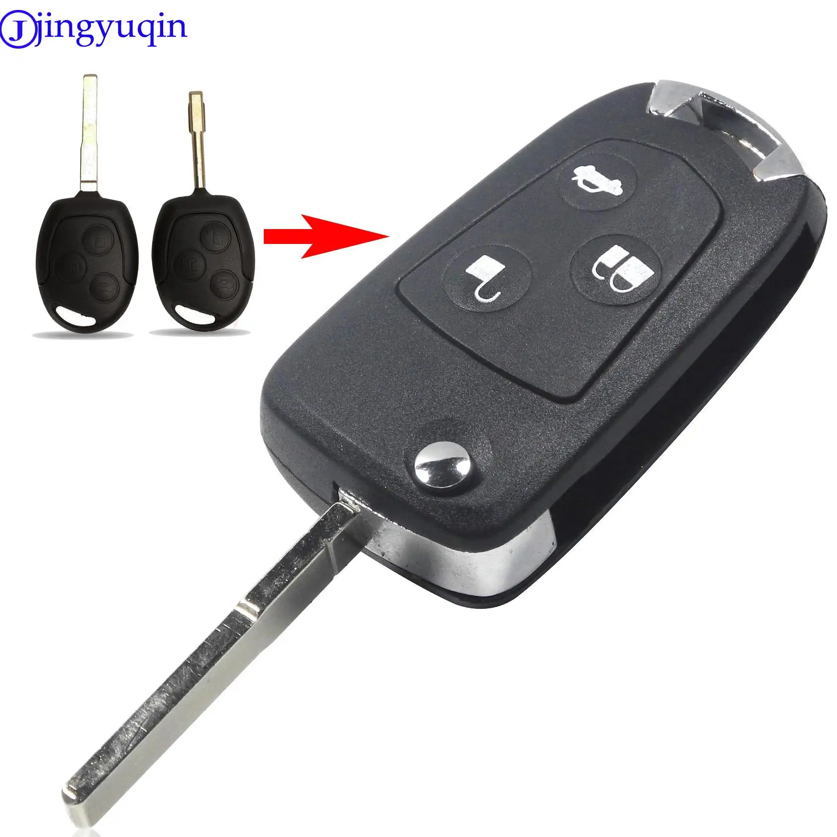 jingyuqin 3 Buttons Modified Folding Flid Remote Car Key Fob Shell Styling For Ford Focus Mondeo Fiesta