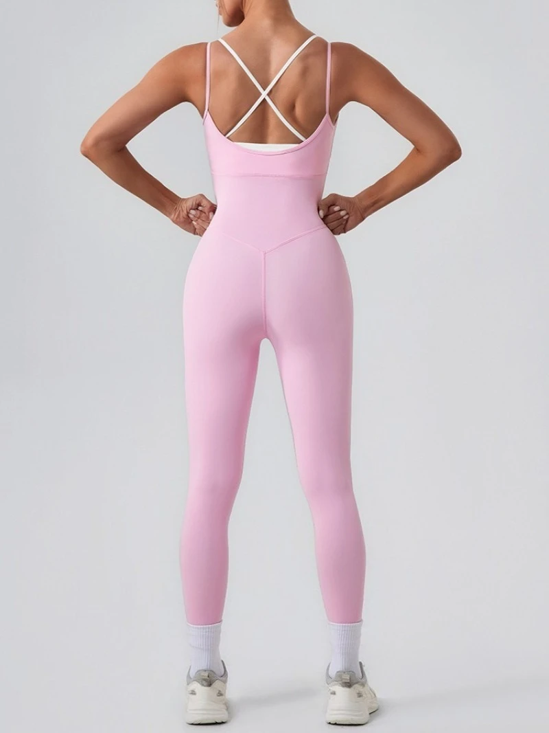 Sexy Sleeveless Contrast Color Overalls for Women One Piece Yoga Jumpsuit Female Backless Gym Fitness Sports Bodysuit Streetwear
