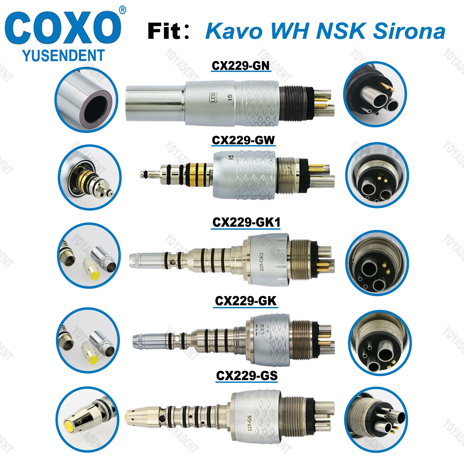 

COXO Dental 6Pin LED Coupling For Fiber Optic High Speed Handpiece Fit KAVO NSK WH SIRONA Dentistry Accessories