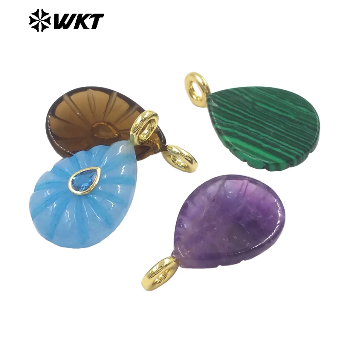WT-P2142 Splendid Intricate Gemstone Micropave Pendant With 18K Real Gold Plated For Women Special Jewelry