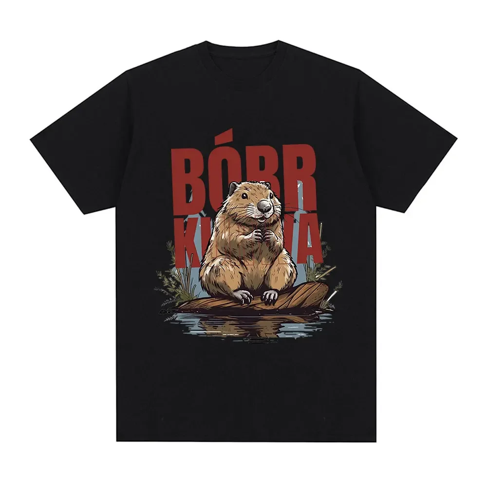 Bober Kurwa Bobr T-shirt Funny Beaver Meme Graphic T-shirt style women's casual loose short sleeved T-shirt street clothing