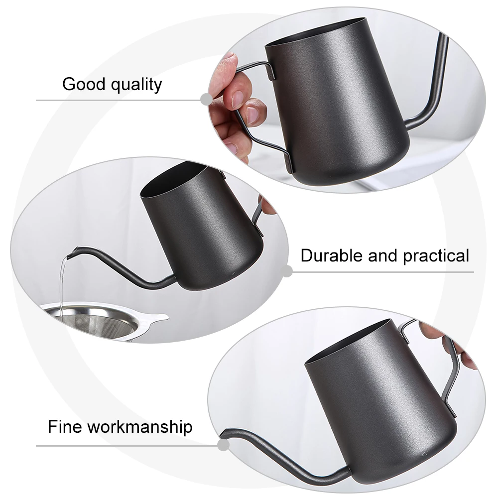 

Stainless Steel Long Mouth Coffee Pot Kettle Container for Hot Cold Beverages Premium Practical Kitchen Bar Utensils