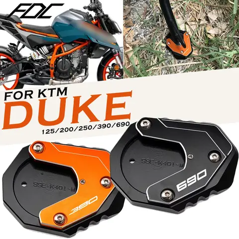KTM Duke390 Duke 용 타이어 밸브 캡 690 125 200 250 390 DUKE690 오토바이 CNC 킥 스탠드 사이드 스탠드 확대 패드 확장 플레이트
