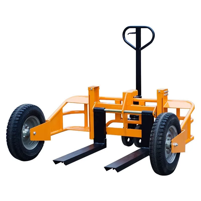 Rough Terrain Pallet Truck Off Road Hydraulic Handler Inflatable Rubber Tires Adjustable Fork Mountain Unpaved Ground Cargo Work