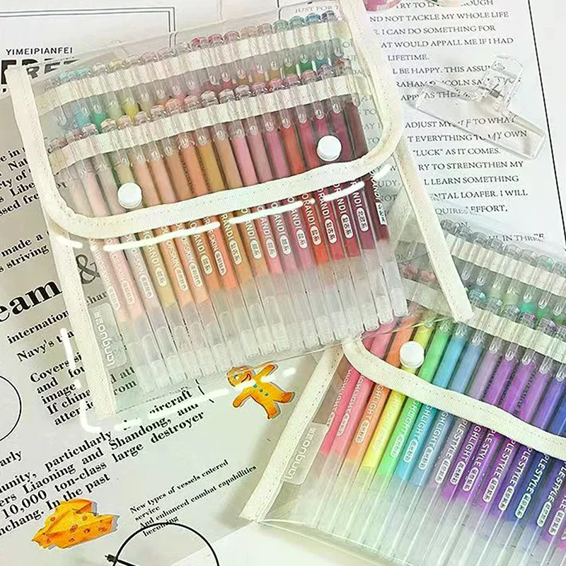 حقيبة أقلام ملونة محاسبة يدوية سعة كبيرة حقيبة تخزين القلم يمكن أن تحمل 36/108 جل أقلام حقيبة أدوات مكتبية محمولة #3