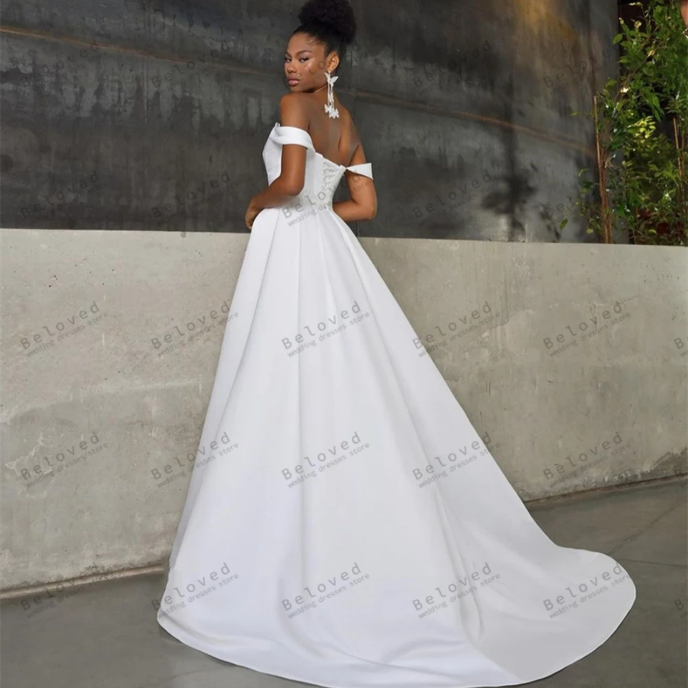 Elegant Wedding Dresses A-Line Satin Bridal Gowns Off The Shoulder Robes High Slit 2025 Graceful Vestidos De Novia Customized