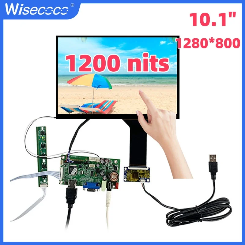 

10.1 Inch High Brightness LCD 1280x800 1200nits Sunlight Readable Display IPS Capacitive Touch Screen Wide Temperature Outdoor