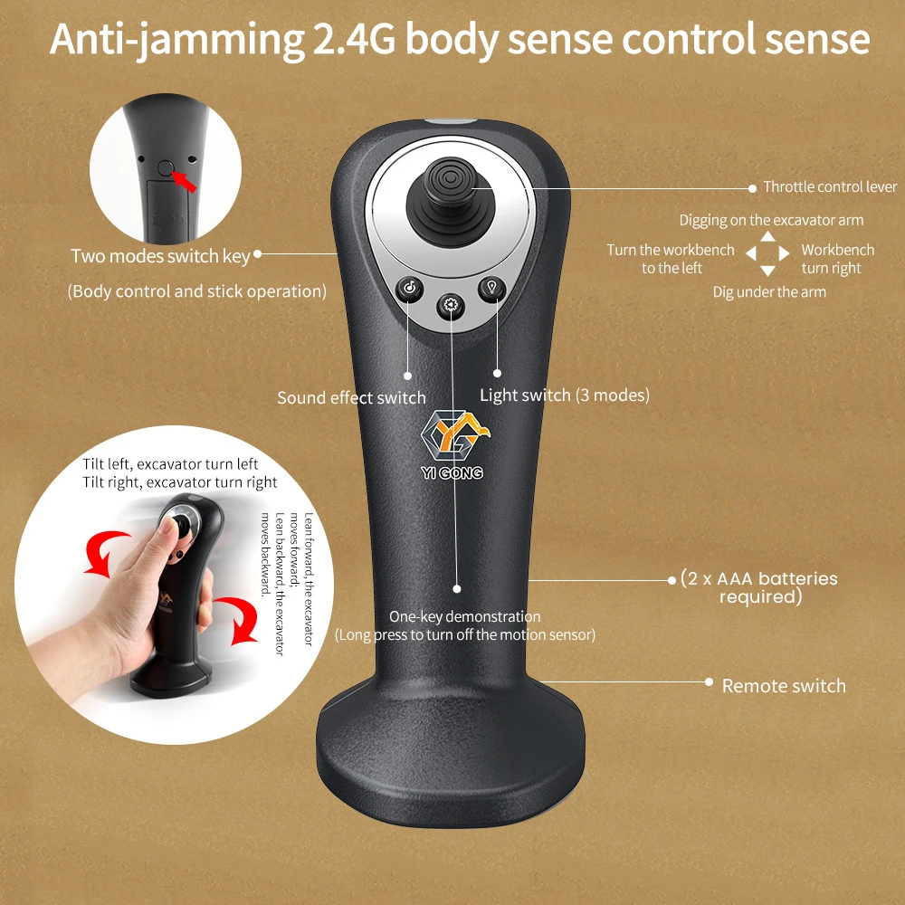 1/20 2.4G RC Legering Graafmachine Vrachtwagen Afstandsbediening Rotatie Techniek Voertuig Model Simulatie Lichten Geluid Kinderen Speelgoed gift