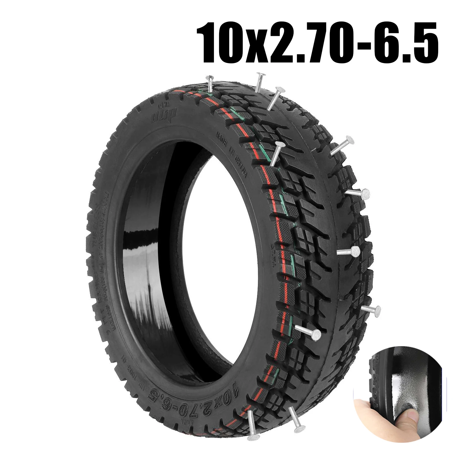 

ULIP 10 Inch 10x2.70-6.5 Self-healing Tire With Goo For Electric Scooters 10*2.70-6.5 Off-Road Tubeless Tyre Replacements Parts