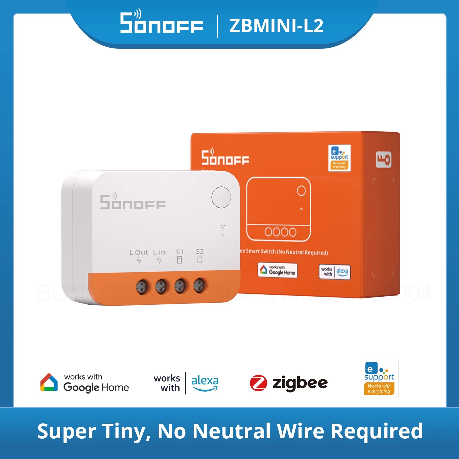 SONOFF ZBMINIL2 No Neutral Wire Required Extreme Zigbee Smart Switch Via Alexa Home Assistant Zigbee2MQTT eWeLink ZBDongle P/E