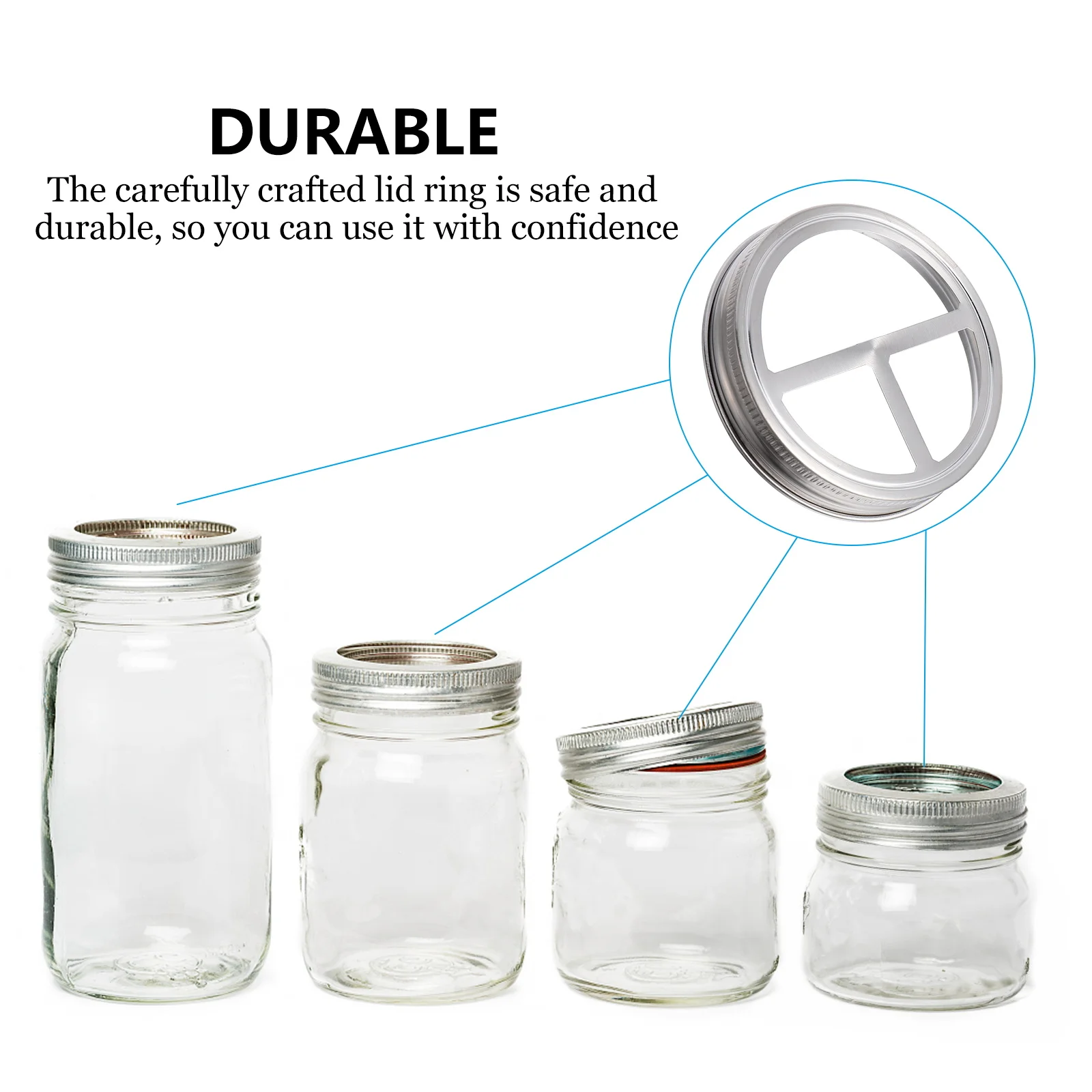 

4pcs Stainless Steel Lids Bands Split Type Household Storage Bottle Cover Rings Mason Jar Replacement Accessories Jar Split Type